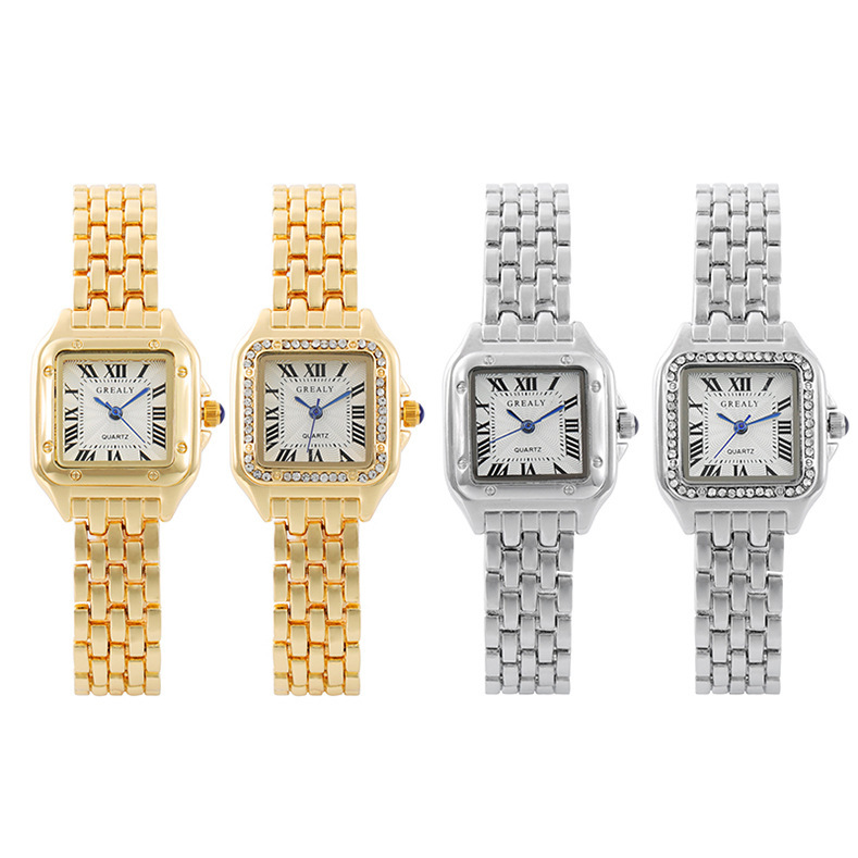 New TikTok Popular Women's Fashion Watch Student Quartz Square Diamond Watch Women's Internet Celebrous Steel Band Wristwatch