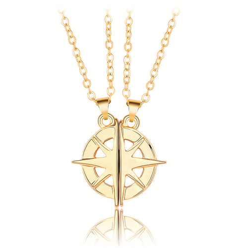 Cross-border new six-pointed star couple necklace pair of magnet men and women simple necklace Valentine's Day gift jewelry