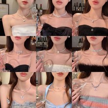 辣妹蝴蝶结项链女百搭感小众流苏气质简约珍珠锁骨链饰品批发