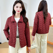 短款夹棉外套女2025年冬季新款韩版修身气质通勤中老年妈妈上衣