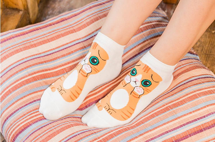 Cute Style Women's Cute Cat Cotton Jacquard Ankle Socks