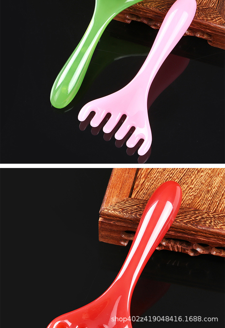 Natural Resin Antler Comb Meridian Massage Comb 6 Claw Scalp Gua Sha Head Massager 15x7cm 50g preparation