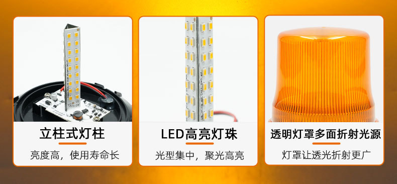 New Led Warning Light with Strong Magnet for Vehicles, High-Brightness Rotating Strobe Light, School Bus and Engineering Vehicle Warning Signal Light, Ultra-Bright