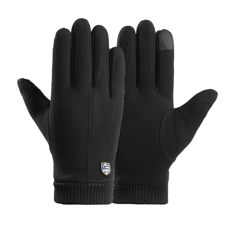 Guantes térmicos de otoño e invierno para hombres al aire libre deportes coche eléctrico a prueba de viento conejo terciopelo dedo completo forrado de lana guantes de pantalla táctil