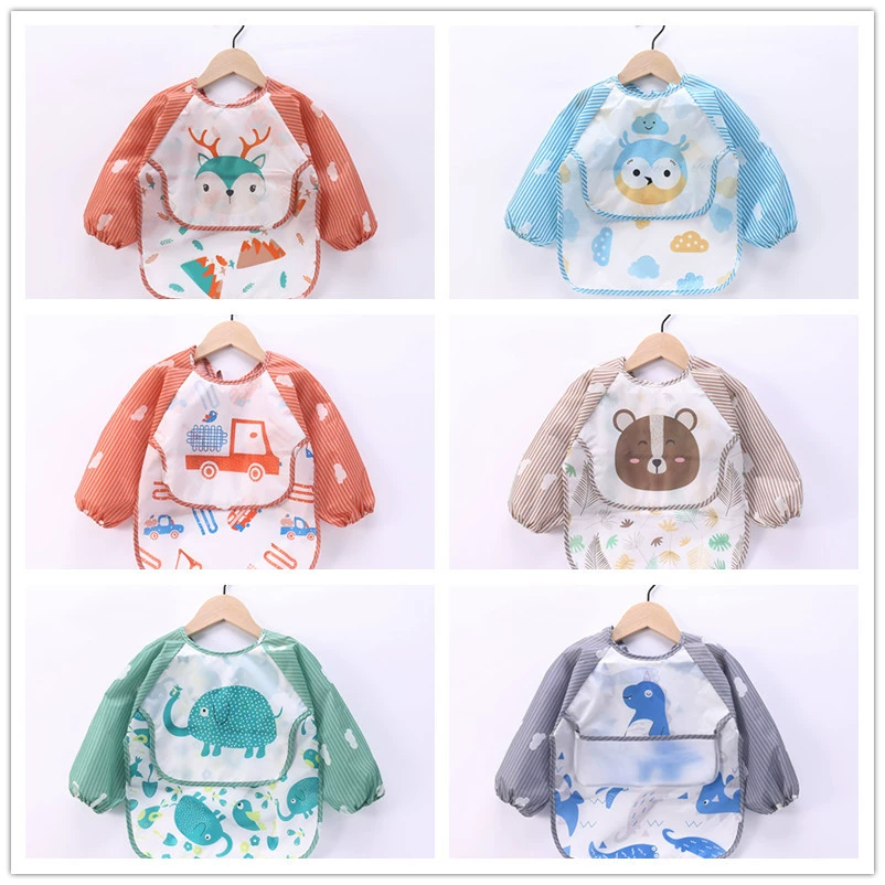 Детский халат, детская одежда с защитой от грязи, одежда для новорожденных, защищающая от загрязнений, одежда для рисования для мальчиков и девочек, нагрудники и нагрудники.