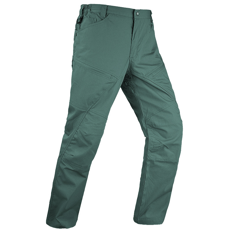 Pantalones tácticos de camuflaje para caminantes al aire libre Hanye Pantalones de entrenamiento delgado para hombres Pantalones de asalto antisalpicaduras Pantalones de varios bolsillos