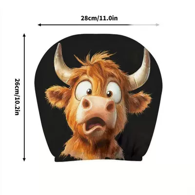 Universal seat cover: car headrest cover, TEMU can be - surprised-cow-double-sided-printing-1-piece