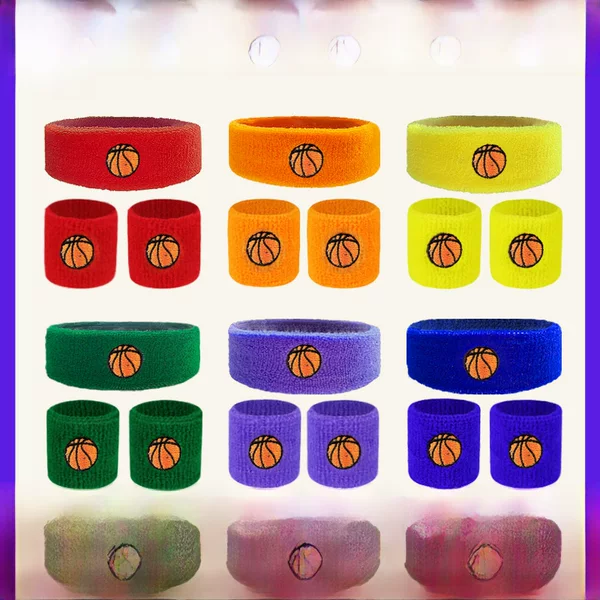 Wristband and Headband Set for Sports, Sweat-Absorbing Wrist Protection for Children, Suitable for Running, Basketball, Volleyball, Badminton, and Wiping Sweat Off the Wrist