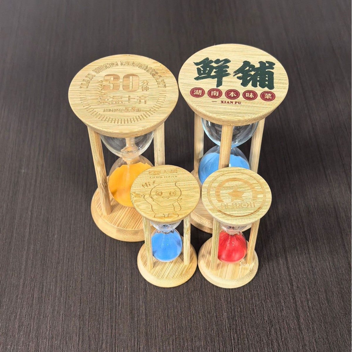 Reloj de arena luminoso redondo de bambú, temporizador resistente para aprendizaje 1/10/30 minutos