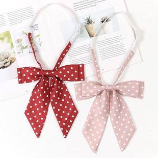 wine red Bow Tie JK College Style Student Graduation Photo Shirt Bow Collar Wave Dot Long Handle Uniform Accessories Women