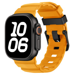Apple Watch 6789用、ワイルドトラックシリコンストラップ、iWatch S10 Ultra用リストバンド、ブラックチタンカラーのメタルバックル