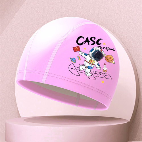 Children's swimming cap new equipment wholesale boys and girls baby cartoon fashion PU waterproof ear protection student swimming cap