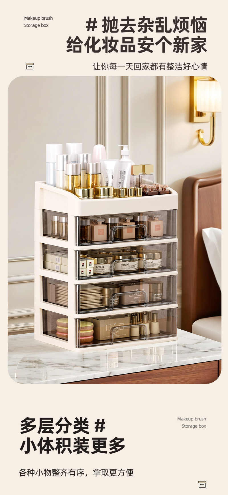 Geteilte transparente Kosmetik-Aufbewahrungsbox