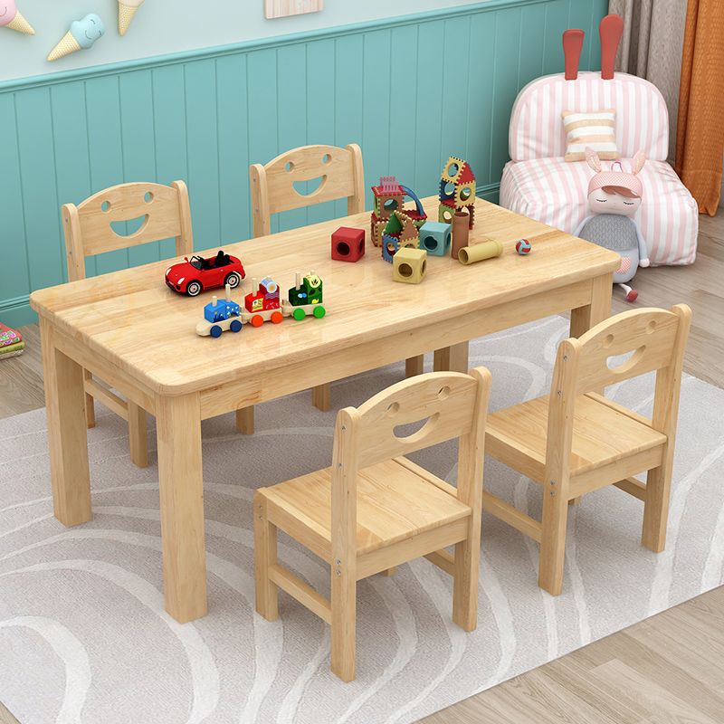 Solid Wood Table Kindergarten Table and Chair Set Home Writing Table Study Table Children's Building Block Table Dining Table Toy Table