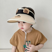 兒童夏天寶寶可愛小熊太陽帽可折疊防曬空頂帽男女童遮陽防紫外線