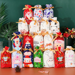 Cross-border hot sale biscuit drawstring bag festive candy gift packaging bag New Christmas Apple ribbon drawstring bag