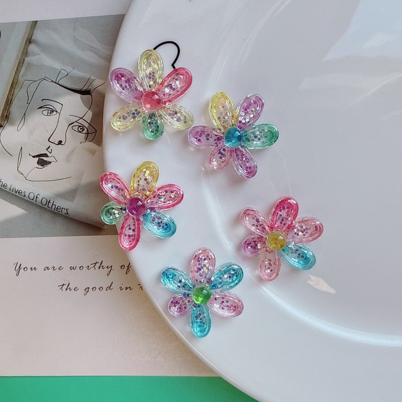 ファセットグラデーションスパンコール六弁花ジュエリーアクセサリー diy 樹脂アクセサリー diy 携帯電話ケースクリーム接着剤靴バックルアクセサリー|undefined