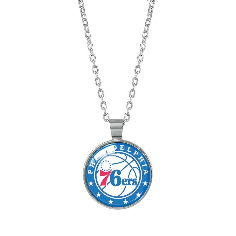 Cross-border bestseller NBA team logo alloy necklace with time gemstone, a commemorative Lakers sweater chain for European and American fans