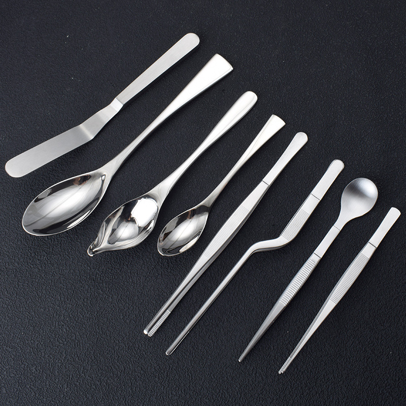 Transfronterizo de 8 piezas de acero inoxidable cucharas de alimentación cucharas de transferencia cucharas de dibujo cucharas de sabor cucharas de alimentación clip