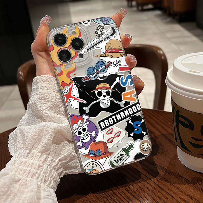 New Product Promotion Mobile Phone Case Pirate Skull Transparent Case Apple 15 Boys Anime Style iPhone 17 Full Protection Anti-Fall New Product Promotion Mobile Phone Case Pirate Skull Transparent Case Apple 15 Boys Anime Style iPhone 17 Full Protection Anti-Fall