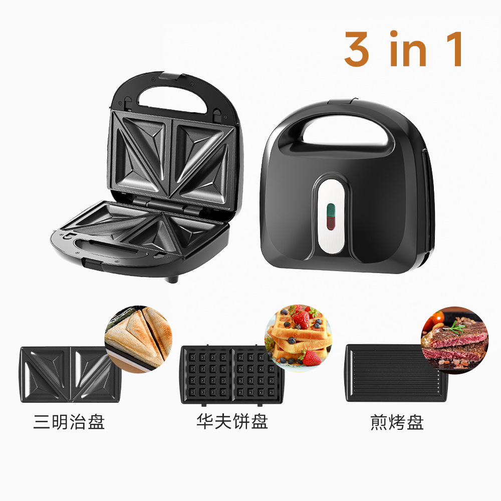 3-in-1 아침 식사 메이커 (샌드위치 팬, 와플 팬, 그릴 팬)