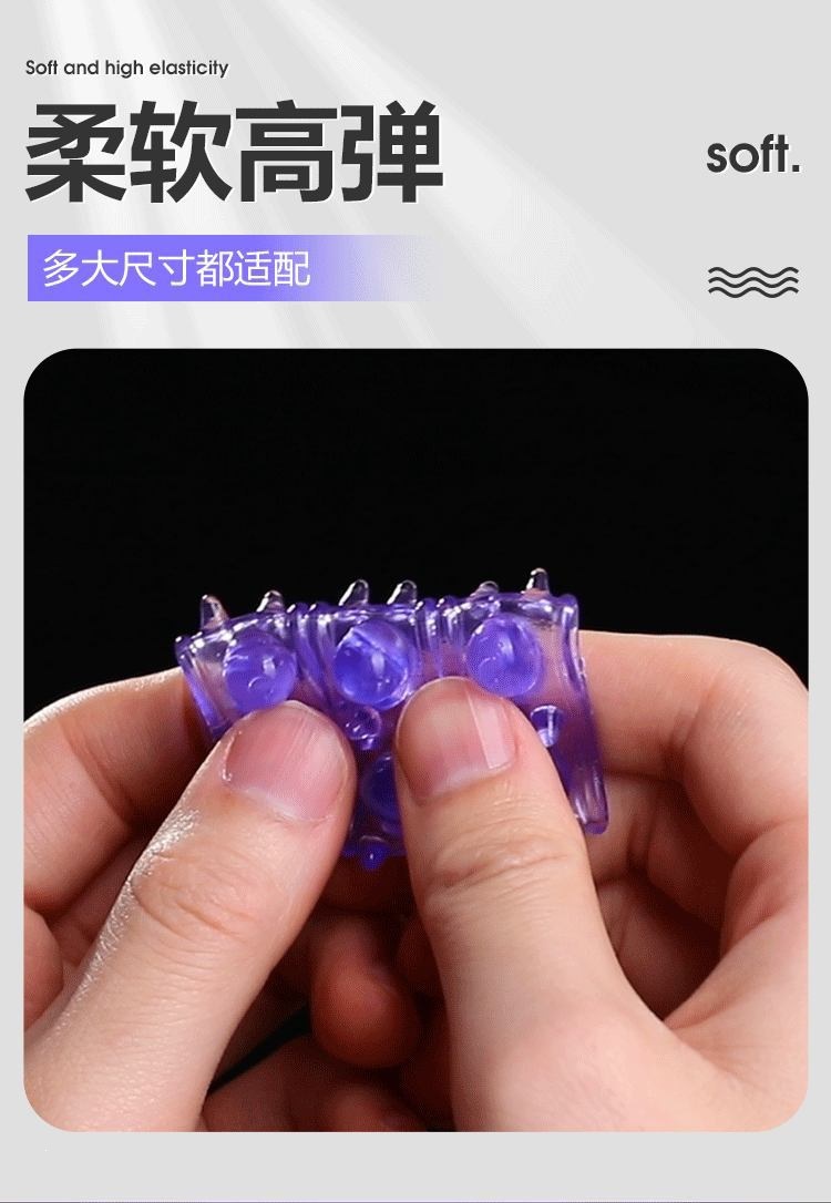 Mystery Lady Beaded Penis Sleeve for Men, Clear TPR, 2-Piece Pack — detail image 17