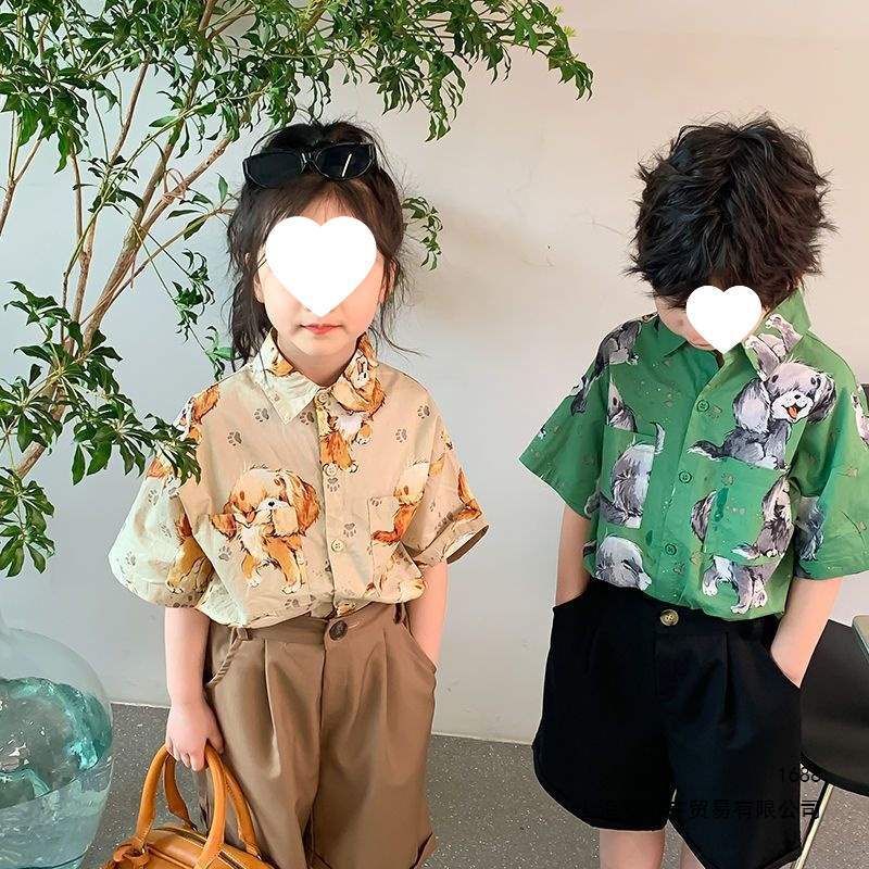 Boys' shirts, stylish and cool summer thin short-sleeved shirts, girls' polo shirts, baby children's clothing, summer wear for boys