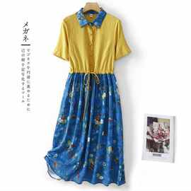 假两件花色中国风棉麻连衣裙2024年夏季新款文艺复古气质长裙女装
