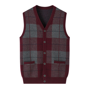 Spring, autumn and winter New wool knitted vest men's outer wear V-neck sleeveless cashmere sweater thickened stacked waistcoat