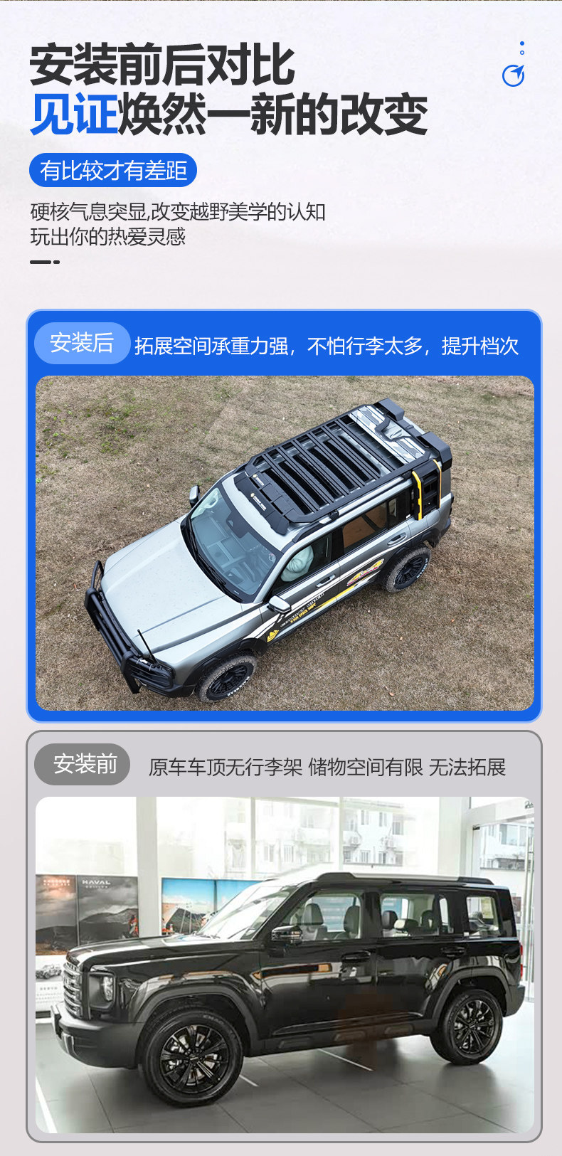 Suitable for Haval Raptor Outdoor Camping Roof Expansion Explorer Roof Rack Canopy Side Tent