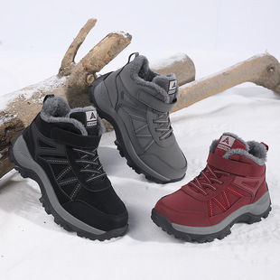 Autumn and Winter fleece-lined Middle-aged and Elderly Walking Shoes Men's Winter Round Toe Cotton Warm Cotton Shoes Women's Cross-border plus size in stock