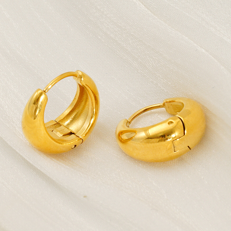 Nuevo diseño pequeño europeo y americano moda todo fósforo acero inoxidable de 18k oro grandes pendientes pendientes de acero inoxidable pendientes de acero inoxidable mujeres