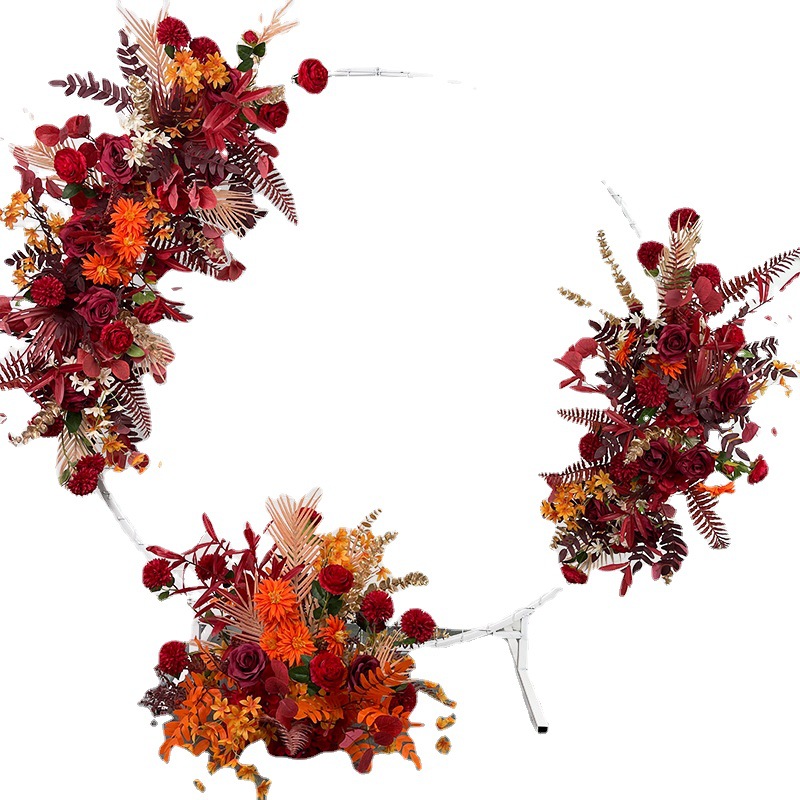 El comercio exterior de la boda flor artificial piso de la boda flor de seda apoyos de la flor de eucalipto flor artificial fila accesorios de la boda floral