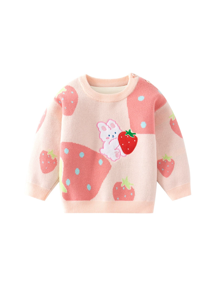 Warm sweater, children's knitted rabbit, increased thickness, combed cotton