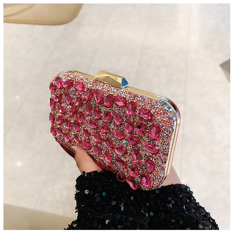 New cross-border full-diamond shiny bags, diamond-encrusted clutch bags, dinner bags, wedding banquet bags, party bags, small square bags and women's bags undefined