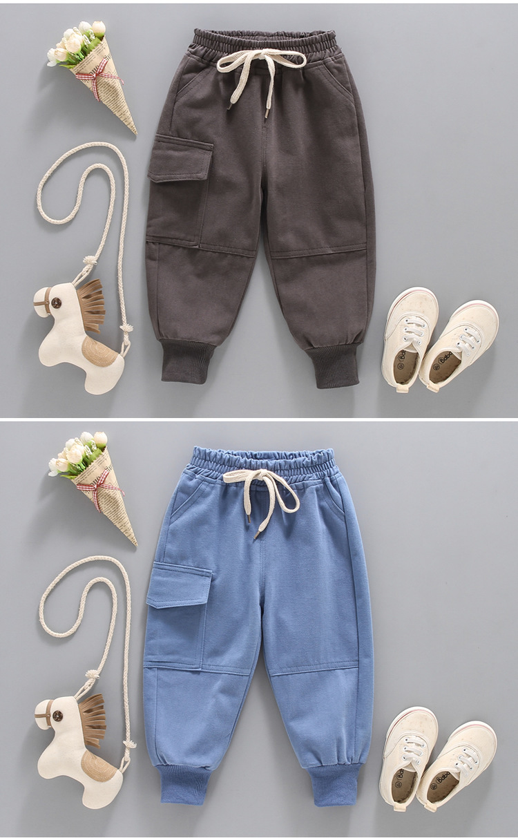 Fashion Solid Color Pocket Cotton Boys Pants display picture 2