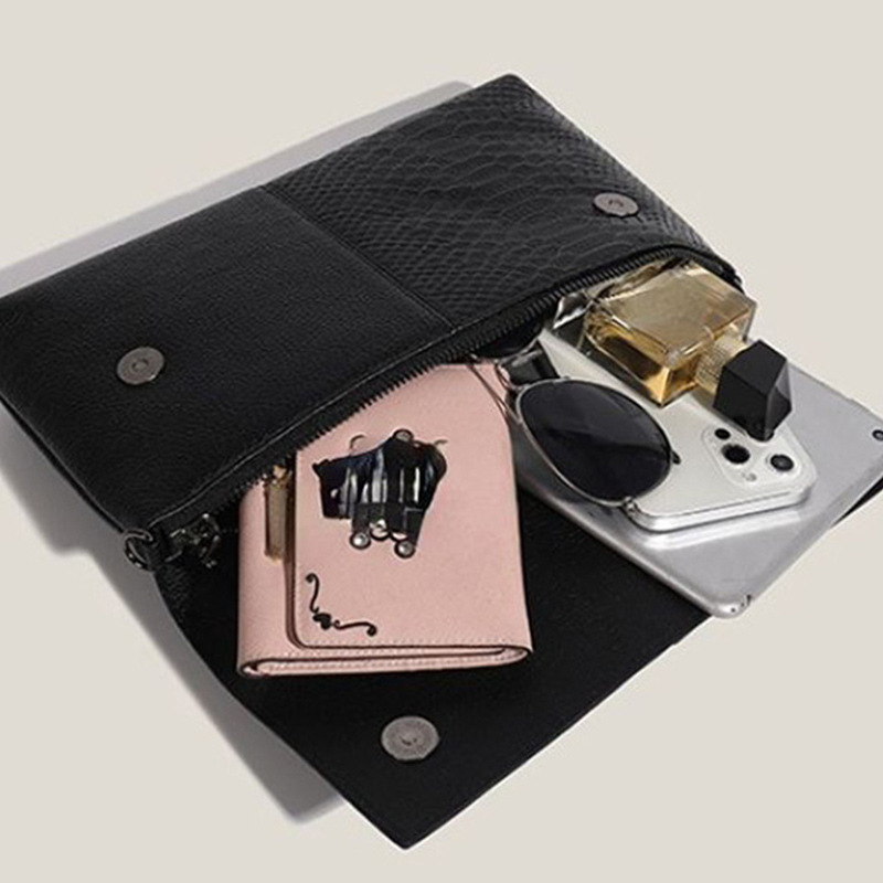 Retro Crocodile Embossed Handbag Leather Clutch New Trendy Large Capacity Banquet Bag Fashion Elegant Wallet For Women - Thumbnail 4