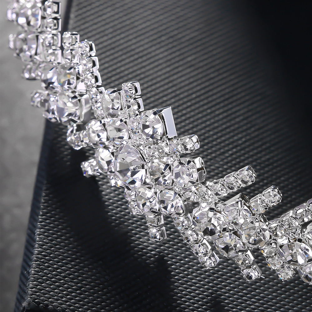 Europa y los Estados Unidos venta caliente geometría de novia temperamento de lujo diamante de cabello bandas de cabello joyas de boda mujeres banda de cabello