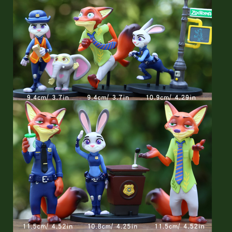 新しい動物公園ウサギとキツネの人形漫画交通警察ウサギクリエイティブ DIY 装飾小さな装飾品|undefined