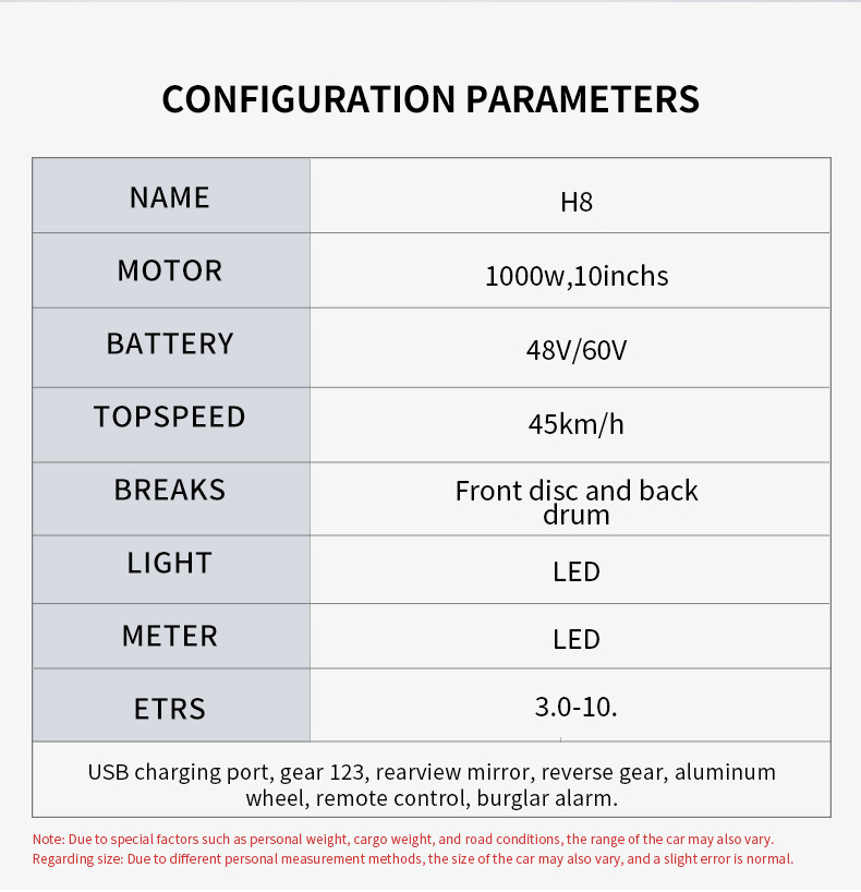 Factory Direct Sales H8 Electric Motorcycle High-Speed Long-Range 800W Adult Electric Bicycle Electric Moped