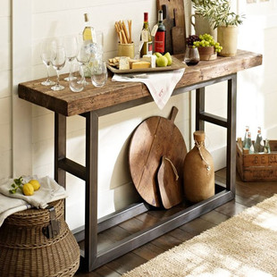 ¤ ℗ American New Retro Solid Wood Table Wrought Iron Entrance Hall Cabinet Simple Table Decorative Cabinet Corner Table Strip