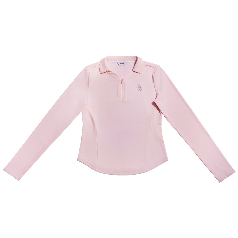 Áo thun golf nữ dài tay ôm sát vải co giãn cao — Tay áo dài màu đen [kết cấu dọc/vải co giãn cao/vừa vặn] YF842