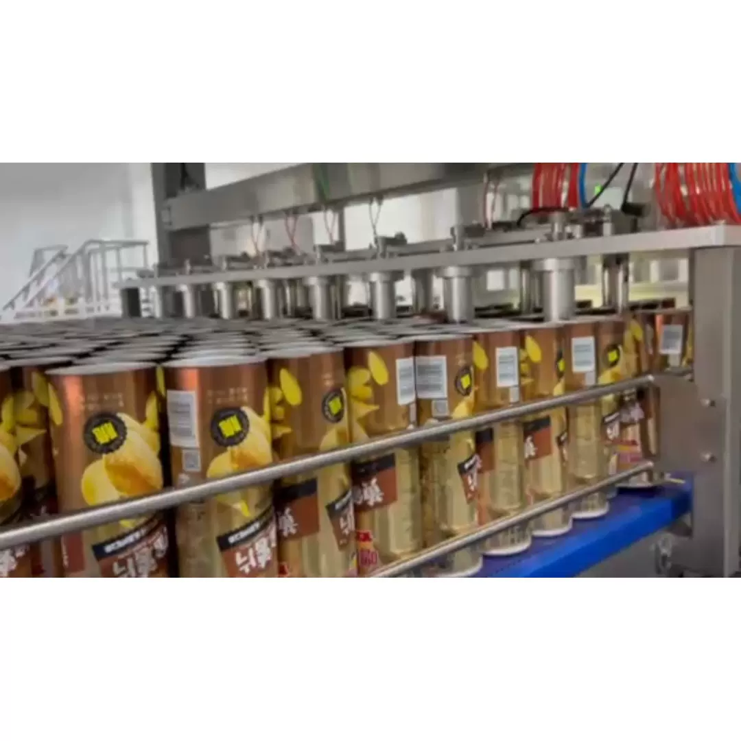 罐装薯片包装设备全自动纸罐封口扣盖多功能包装机智能生产线密封