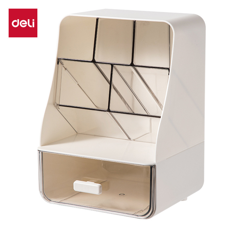 Caja de almacenamiento de escritorio inclinada de la fuerza, caja de almacenamiento de papelería tipo cajón, caja de almacenamiento transparente multifuncional de gran capacidad