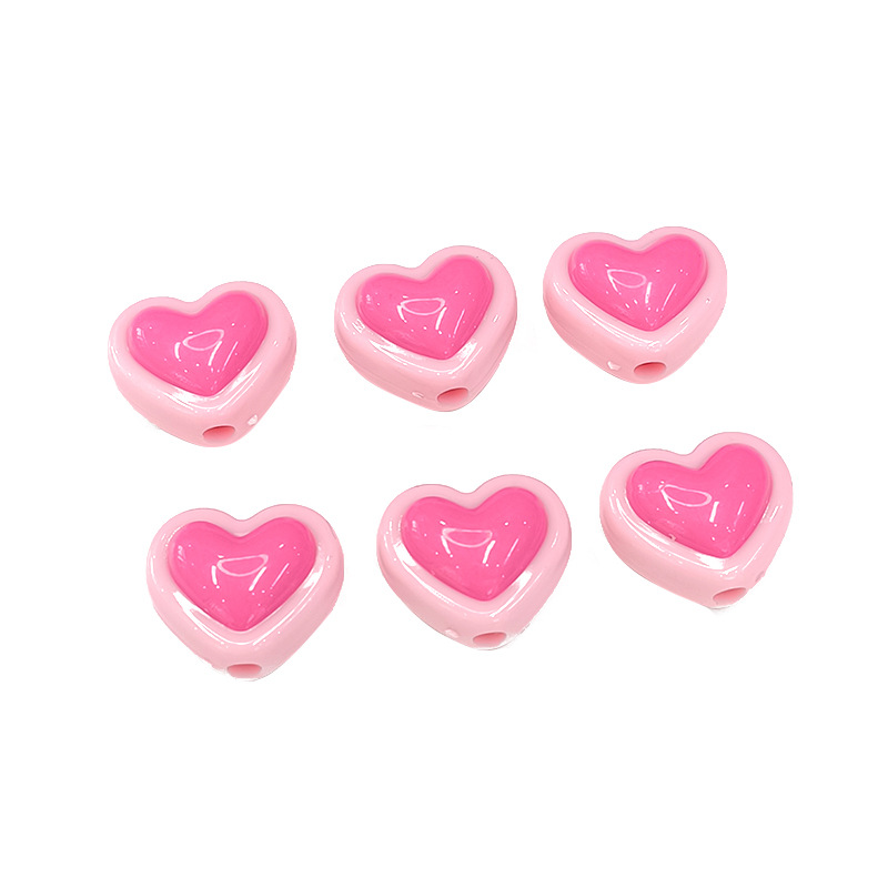 Cuentas sueltas de empalme amor de 16x18mm, color sólido, para perforación DIY, accesorios para pulseras, collares, cadenas de teléfono móvil y cabello.