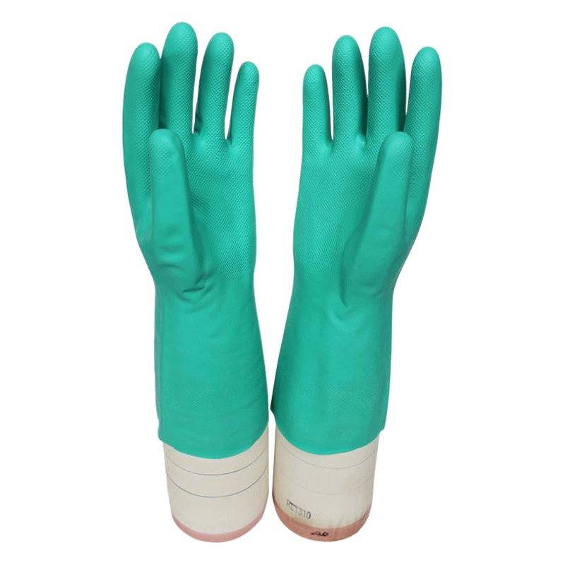 Промышленный защитный труд Зеленые нитриловые перчатки Бытовая посудомоечная машина Бытовые резиновые перчатки