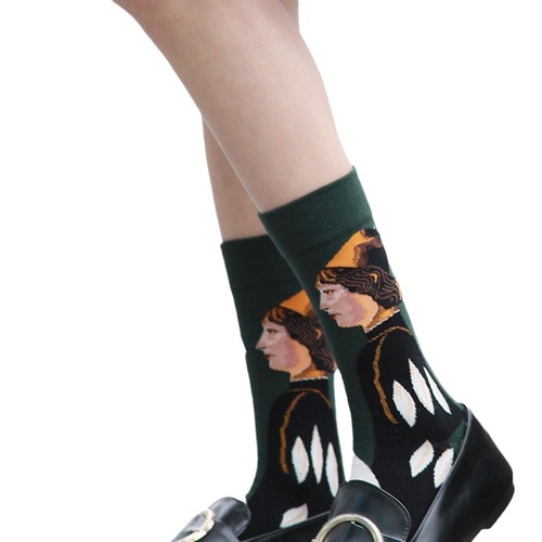 Retro piles of socks for women, spring and autumn style couple trendy socks, summer mid-calf socks ins, Korean version of stockings, retro oil painting