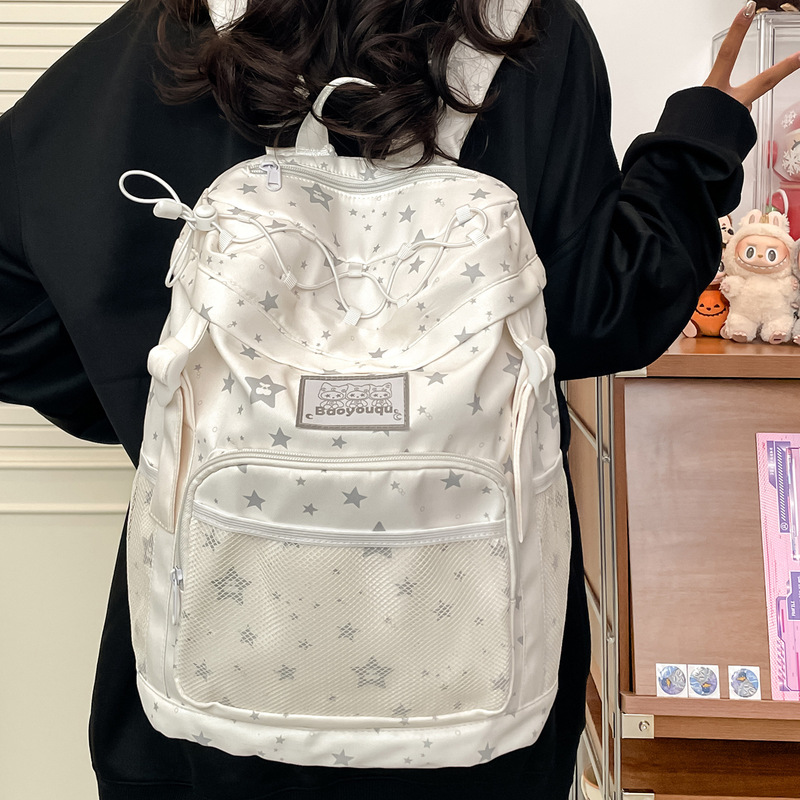 学生书包新款轻便大容量印花双肩包初中生高中高颜值出游双肩背包|undefined