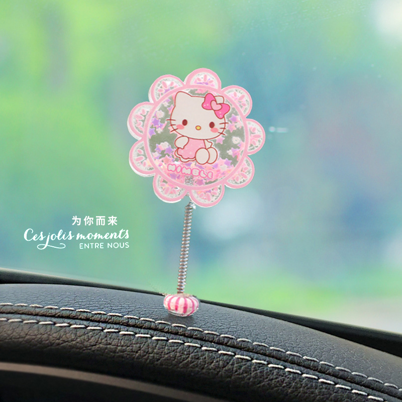 El nuevo KT cat acrílico arenas movedizas Hello Kitty sacude la cabeza junto a la ventana del coche, panel de instrumentos de control central del coche, chica de Internet