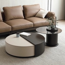 意式极简小户型圆形多功能储物茶几现代简约家用客厅极简大小圆